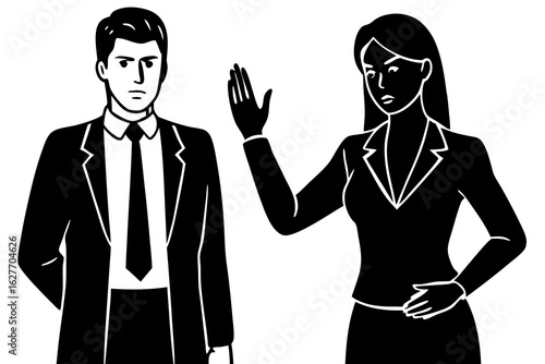 Rejection with Businesswoman Stopping Businessman