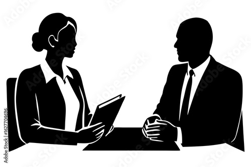 Business meeting with man and woman at the table