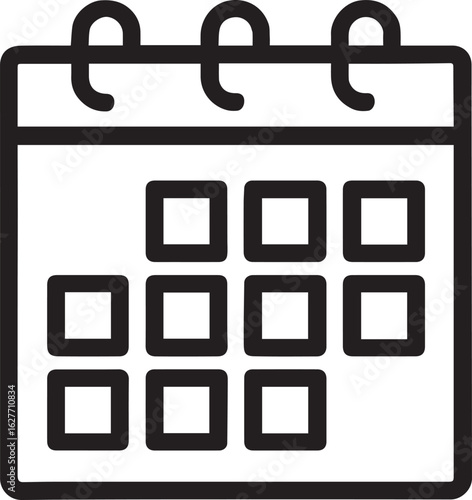 Minimalist Black and White Calendar Icon A Symbolic Representation of Time Management and Scheduled Events