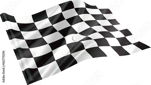 Waving checkered racing flag isolated on a transparent background checkered flag
