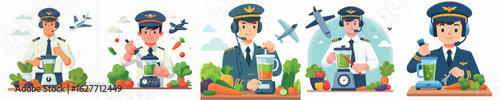 pilot character vector blending vegetables
