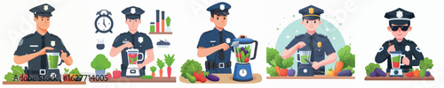 police character vector blending vegetables