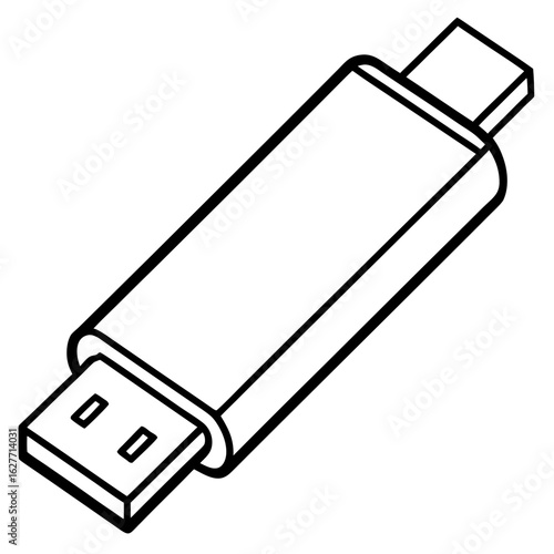 Minimal USB Stick Vector Art