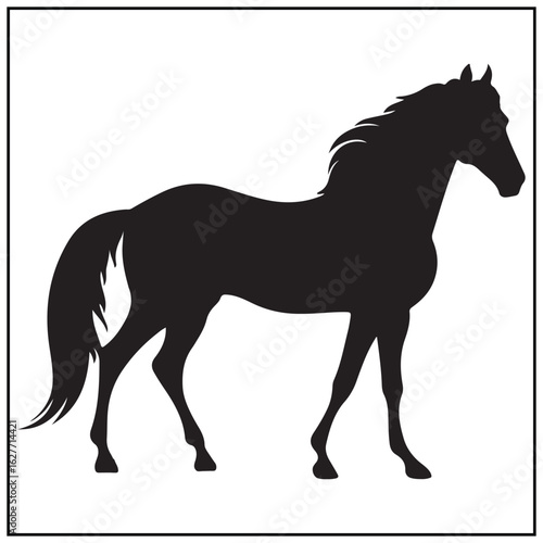 Vector art of black silhouette of a graceful horse standing sideways
