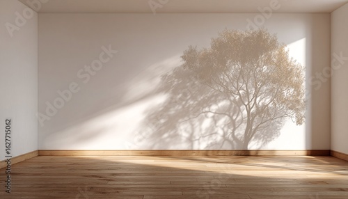 Minimalistischer, leerer Raum mit Licht und Schattenwurf