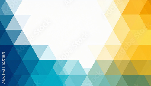 Symmetrical Gradient Triangle Background in Blue and Yellow Tones