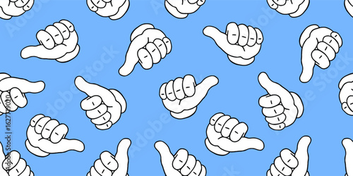 cartoon drawing thumb up seamless pattern print dsign vector illustration