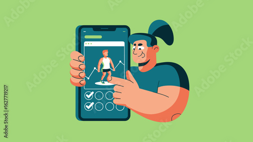 user tracking progress on a personalized fitness app vector illustration 