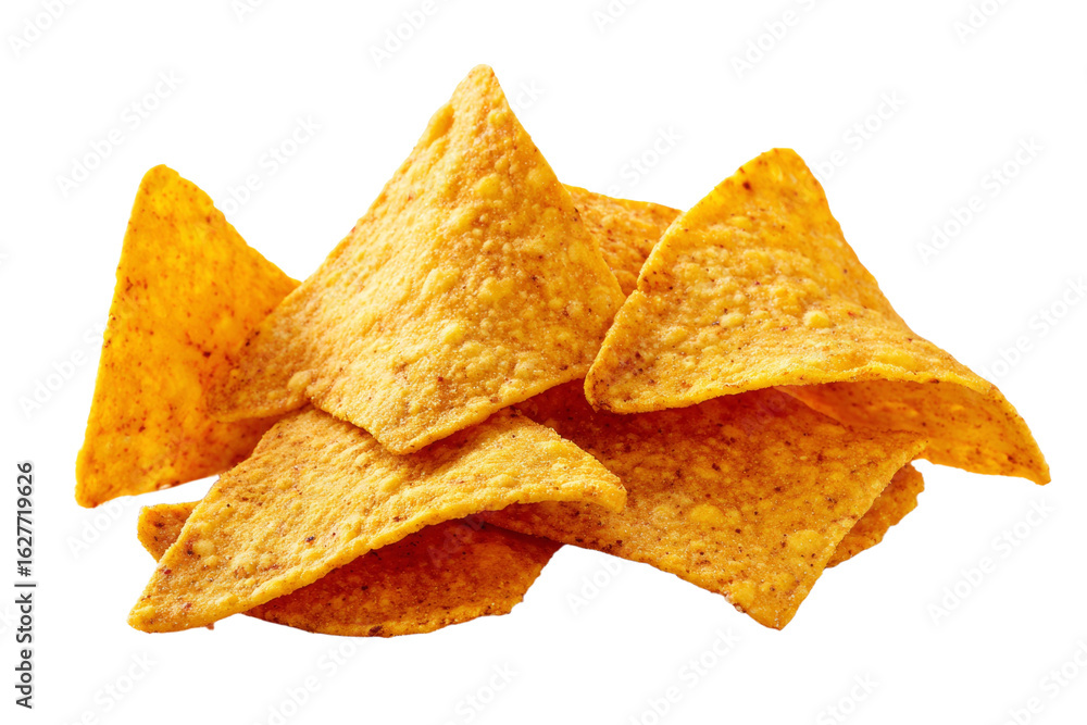 Fototapeta premium A pile of tortilla chips with a white background