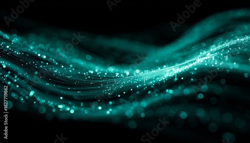 Abstrakte Darstellung eines neuronalen Netzes mit leuchtenden Partikeln