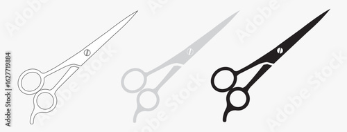 Scissors icon set. Cut symbol. Paper clippers vector illustration. Shears sign. Hairdresser pictogram. Colored cartoon scissors icon isolated.