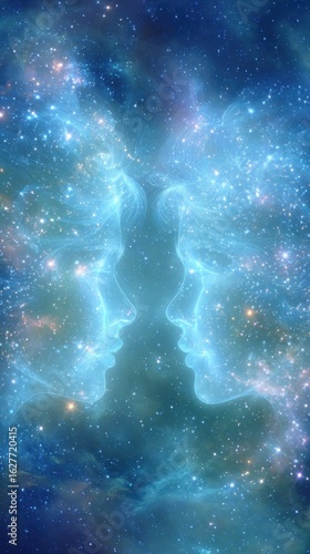 Zodiac sign gemini made from constellation. astrology and zodiac. Two women in space. 
