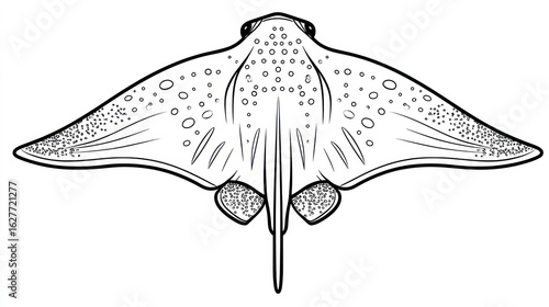 Black and white illustration of a stingray