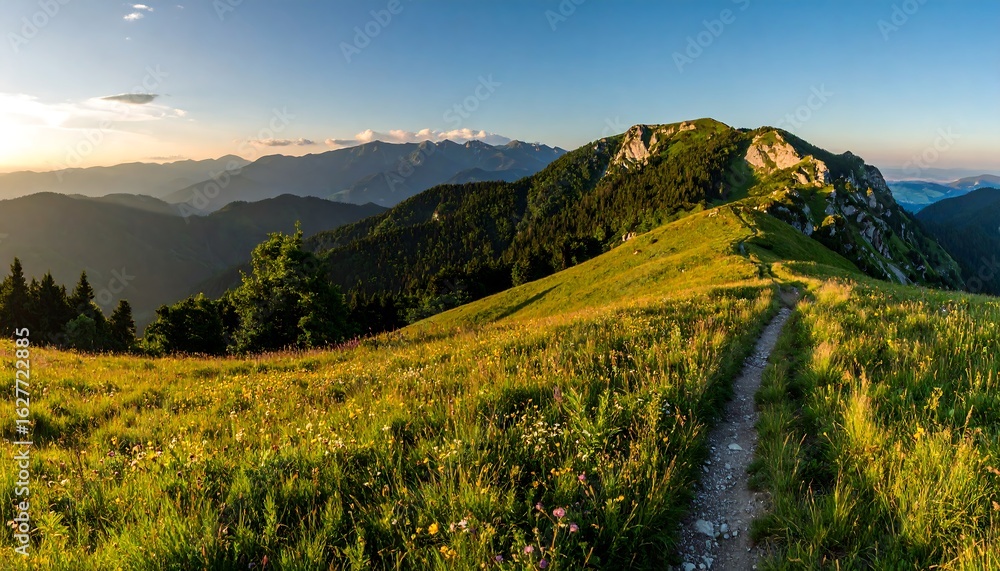 Obraz premium Mountain vista at sunset