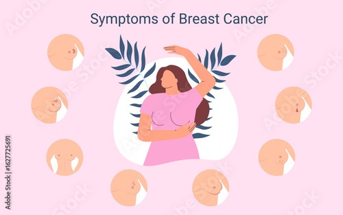 Breast cancer pink infographic for woman awareness.