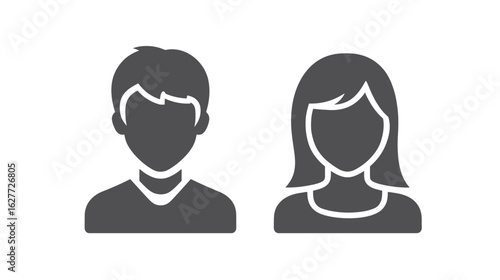 Gray Avatar Icons Representing Male and Female Profiles. Vector Minimalist Design with a Professional Touch. Vector illustration