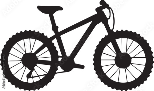 Silhouette of a Mountain Bike Displaying the Frame, Handlebars, Wheels, and Seat Post for Outdoor Sports Enthusiasts and Cyclists