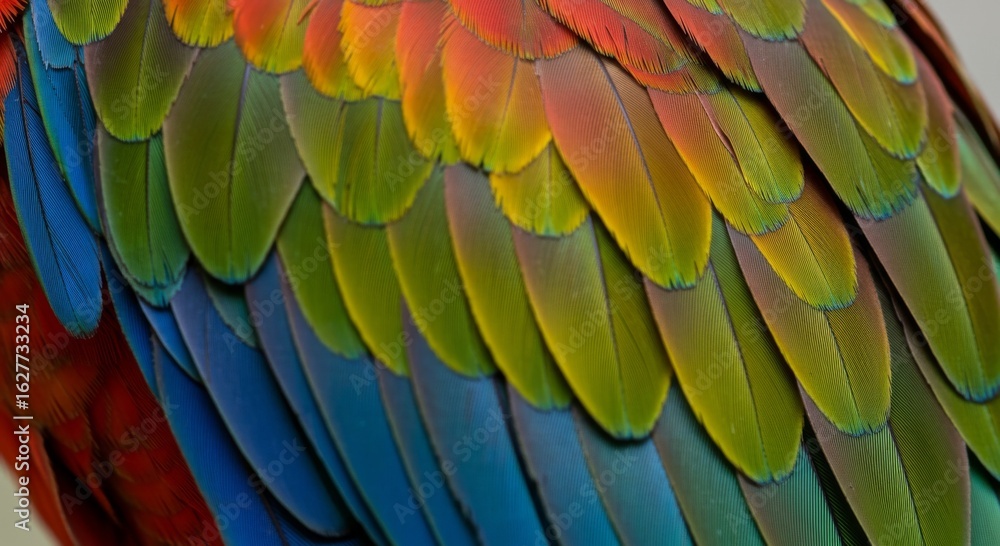 Fototapeta premium Vibrant Parrot Feathers Close Up
