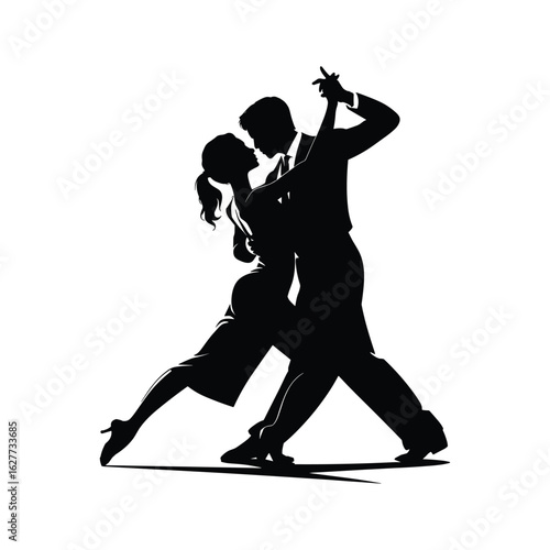 Silhouette of a couple dancing the tango with passion and grace