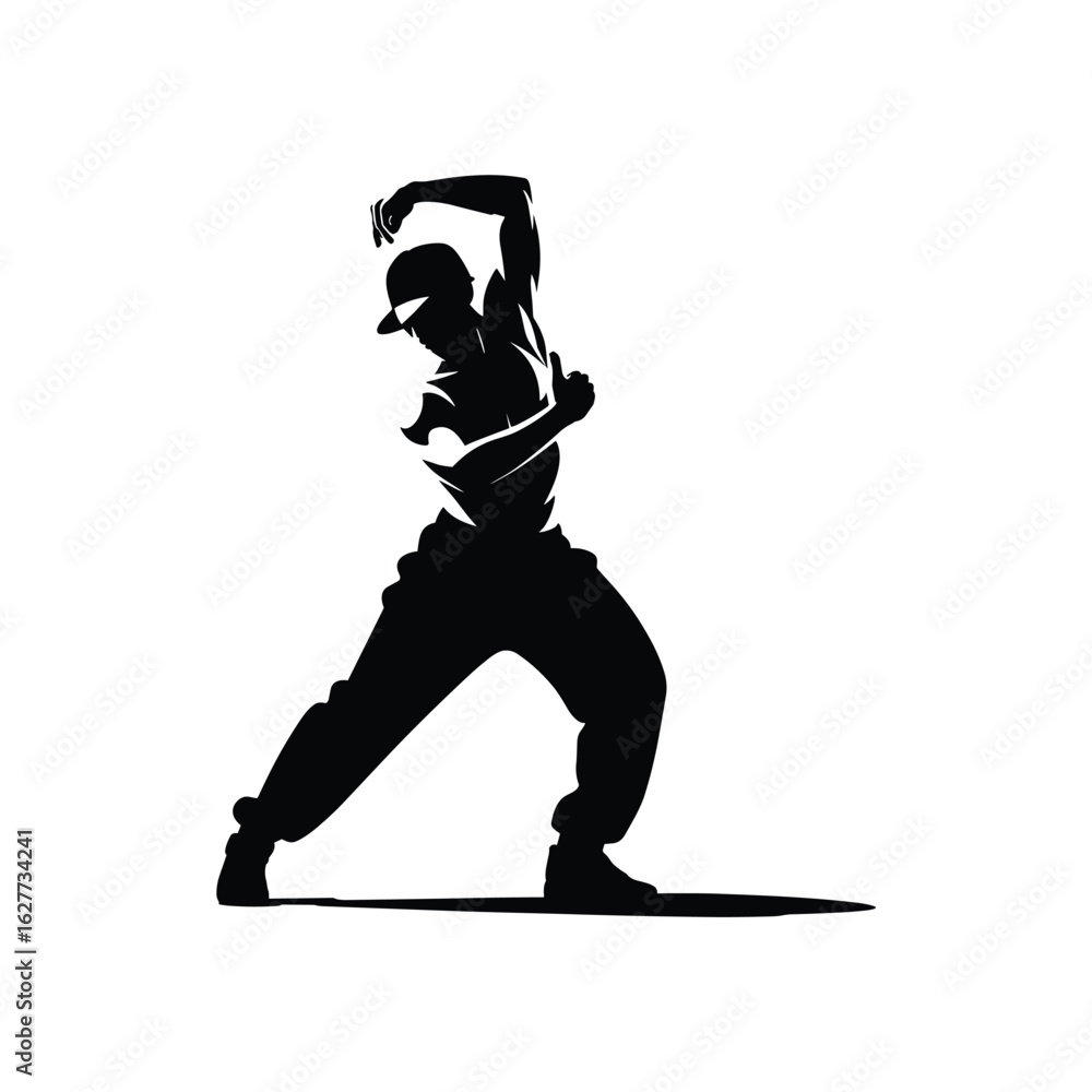 Obraz premium Silhouette of a man in a baseball batting stance ready to swing