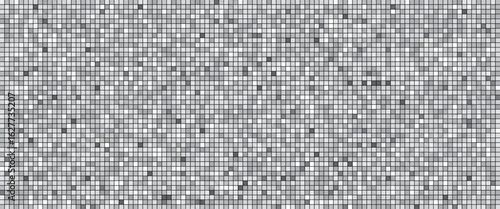 Disco ball silver pattern. Night club metallic background with mirror foil texture. Grey square mosaic backdrop. Vector illustration of vintage abstract shining grayscale halftone wallpaper