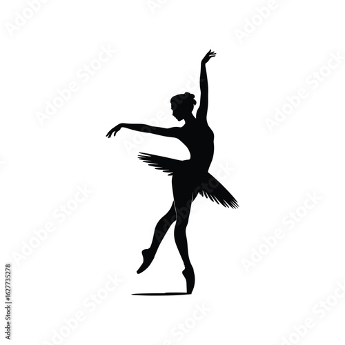 Silhouette of a graceful ballerina performing a classical ballet pose
