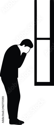 Man peeking through gap in doorway