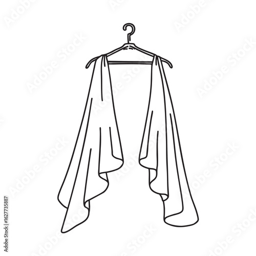 Doodle illustration of a wedding veil hanging over a clothes hanger