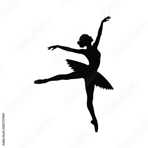 Elegant silhouette of a ballerina performing a graceful dance pose