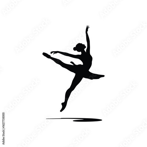 Elegant silhouette of a ballerina performing a graceful leap