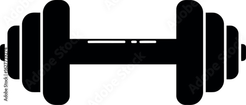 Black dumbbell icon fitness gym equipment