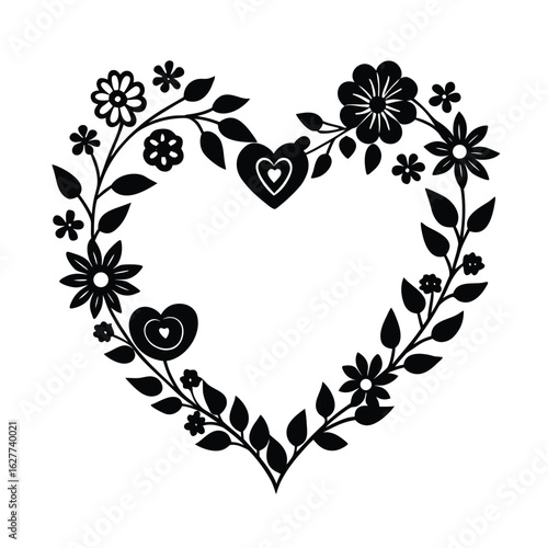 floral heart with floral ornament