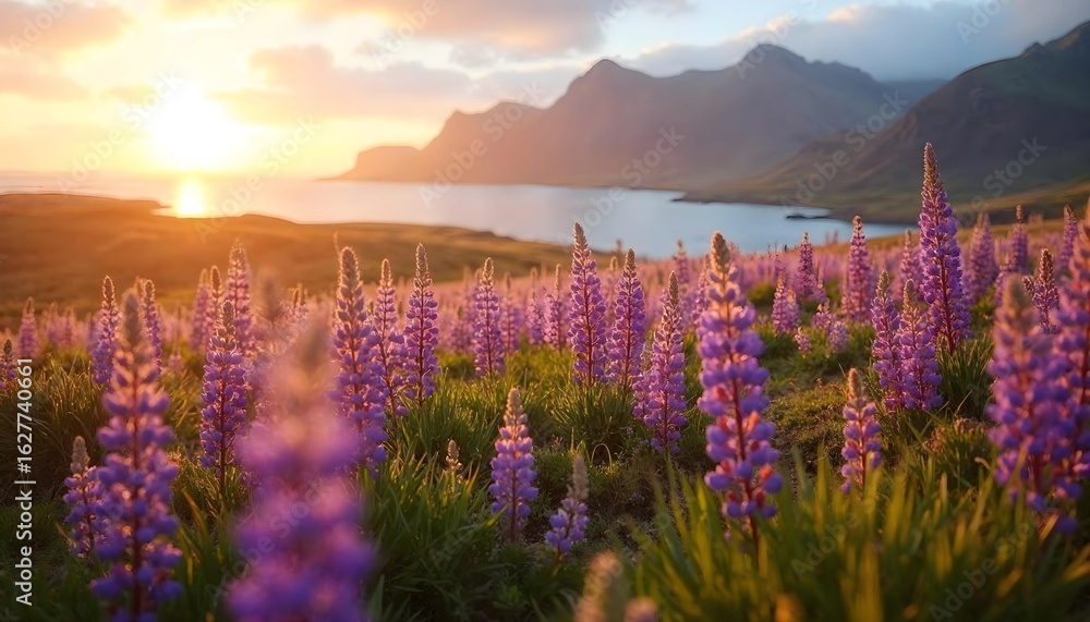 Obraz premium lavender field at sunset