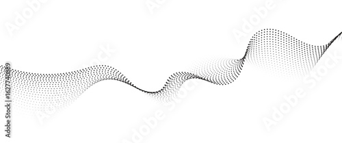 Flowing Dot Wave halftone gradient pattern on transparent background	
