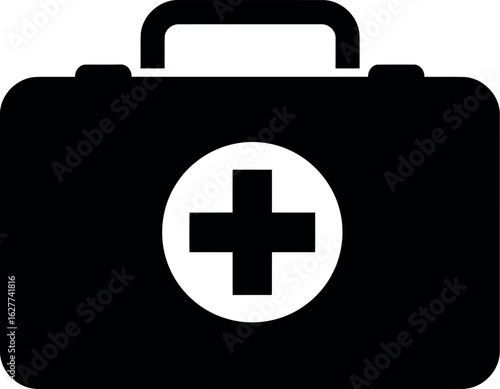 First aid kit silhouette with medical cross
