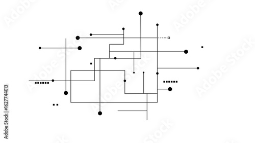 Modern white and black abstract background with Connected lines and dots.