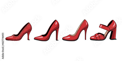 Fashion Event Showcasing Stylish Red High Heels in a Trendy Boutique Interior