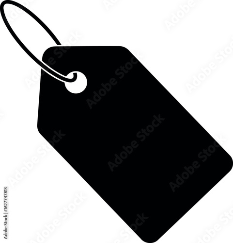 Blank black price tag with ring