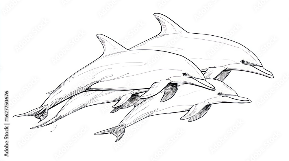 Naklejka premium Three dolphins leaping