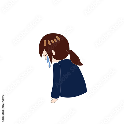 女性　落ち込んで泣く