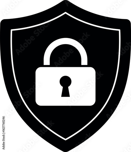 Secure shield lock icon cyber security and protection