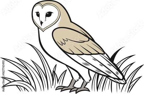Vector Illustration of an Eastern Grass Owl in Profile