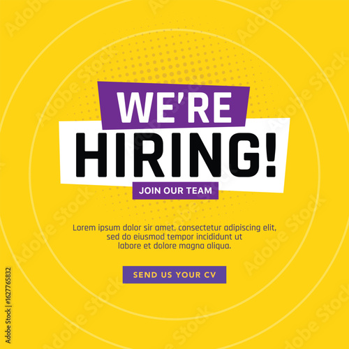 We are hiring banner with yellow background
