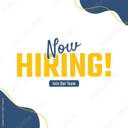 Hiring banner with blue white background
