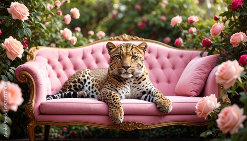 A curious young tiger cub with bright eyes looks out from the tall grass in a garden