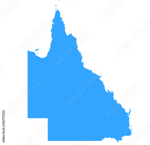Queensland Blue Map of Australia – Vector Outline and Editable Design