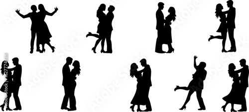 Elegant Dancing Couples Silhouette Set – Romantic Dance Poses Clipart