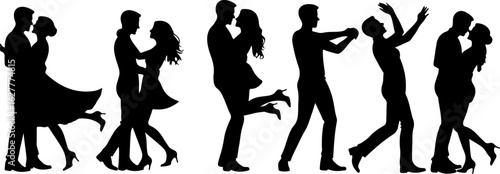 Elegant Dancing Couples Silhouette Set – Romantic Dance Poses Clipart