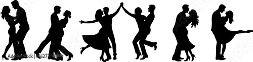 Elegant Dancing Couples Silhouette Set – Romantic Dance Poses Clipart