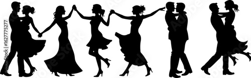 Silhouettes of Children Standing in Line"
